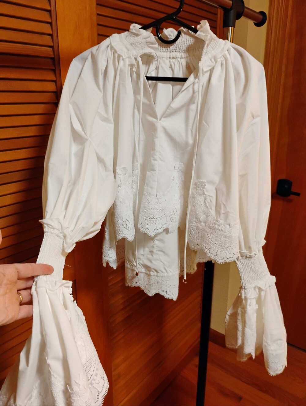 White Eyelet Peasant Blouse - Women Tops